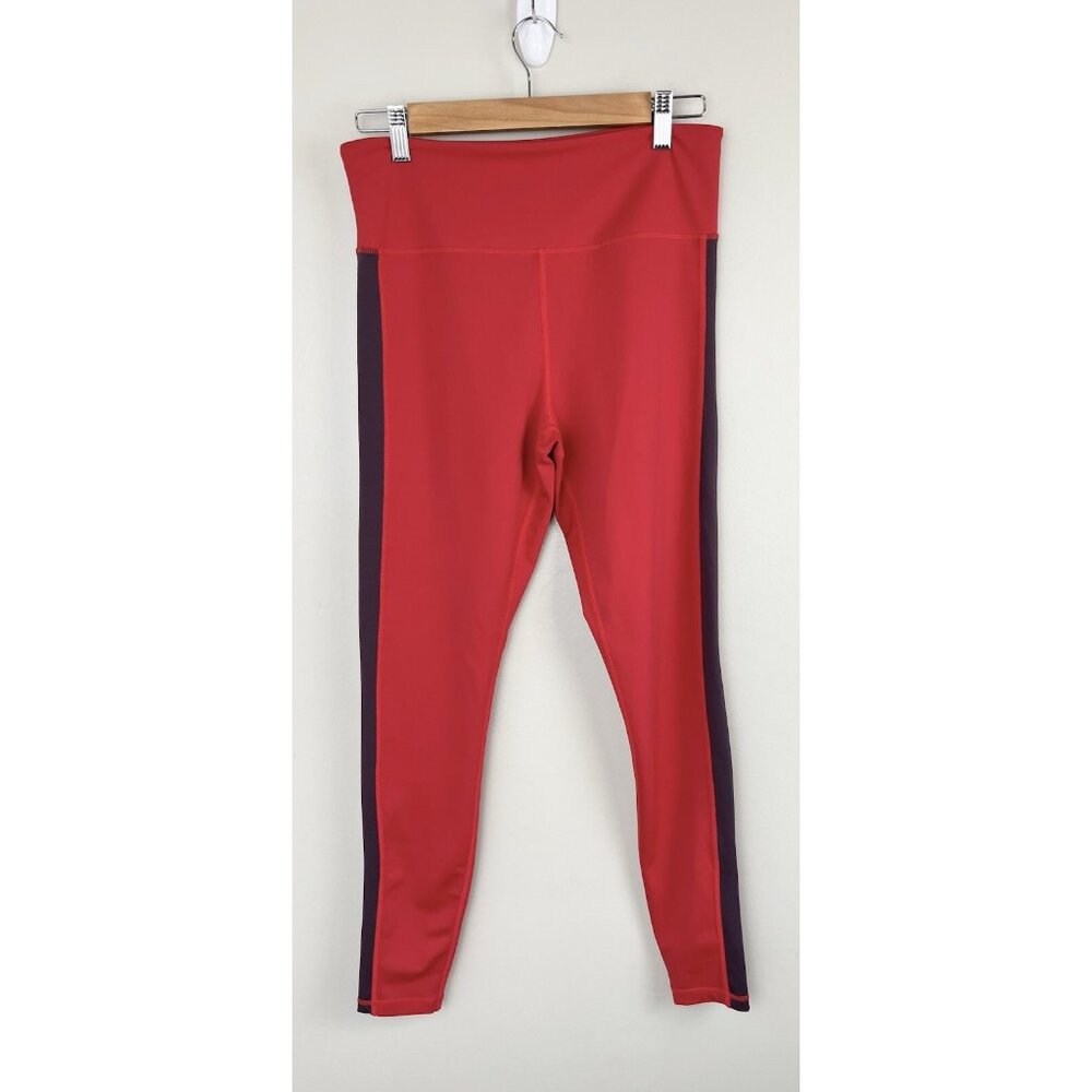 Zyia Active Womens Leggings Size 12 Red Side Stripe Stretch Pull-on Yoga Active